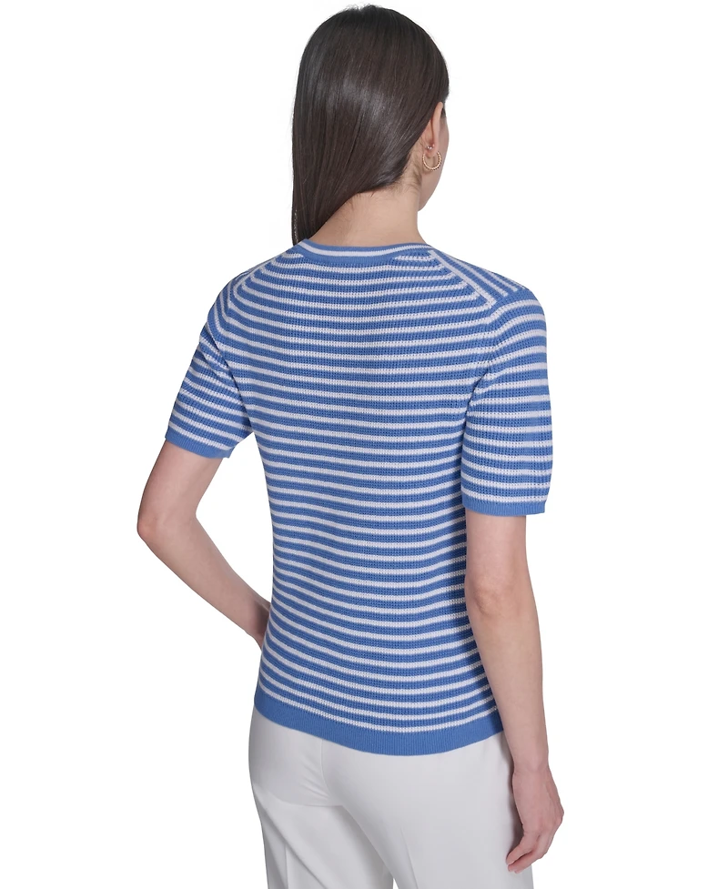 Tommy Hilfiger Women's Short-Sleeve Striped Sweater
