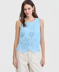 On 34th Women's Cotton Sleeveless Eyelet Tank Top, Macy's Exclusive
