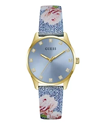 Guess Women's Floral Print Silicone Strap Analog Watch, 36mm