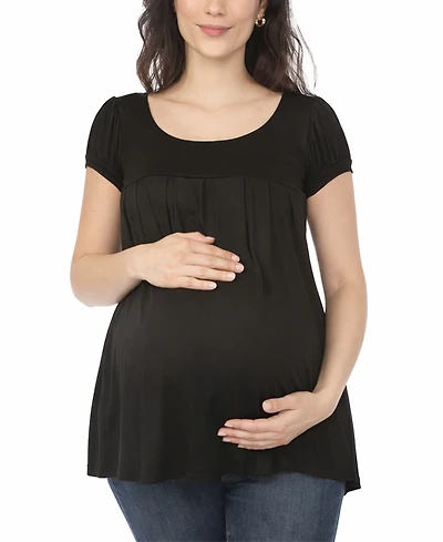 White Mark Women's Maternity Short-Sleeve Empire-Waist Tunic Top