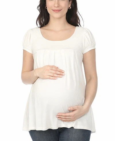 White Mark Women's Maternity Short-Sleeve Empire-Waist Tunic Top