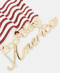 Anne Klein Boxed Two-Tone Crystal America Flag Pin