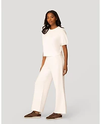 Cable and Gauge Women's Balloon Sleeve Top Wide Leg Pant Set