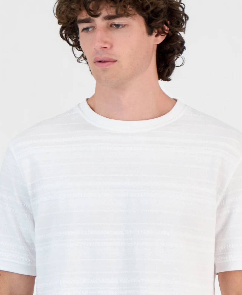 Guess Men's Cotton-Blend Textured Knit Crewneck Top