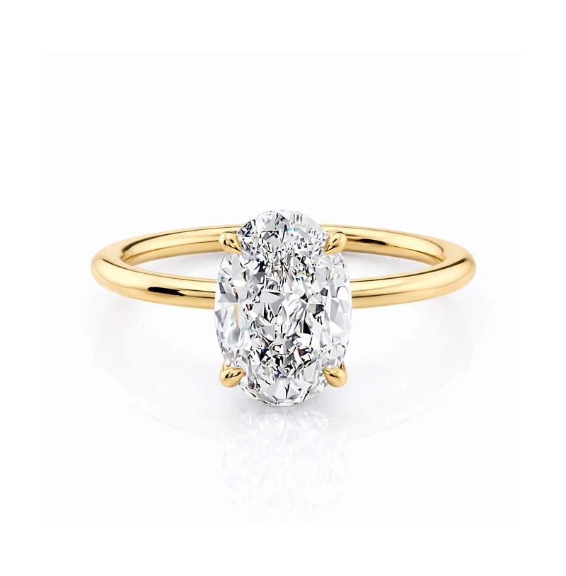 Dloria Elena Oval Moissanite Solitaire Vermeil Ring