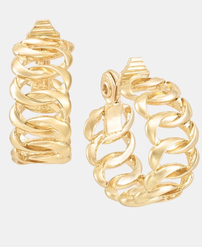 Anne Klein Gold-Tone Twisted Hoop Ez Comfort Clip Earrings