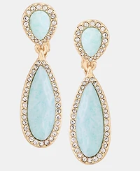 Anne Klein Gold-Tone Double Stone Linear Ez Comfort Clip Earrings