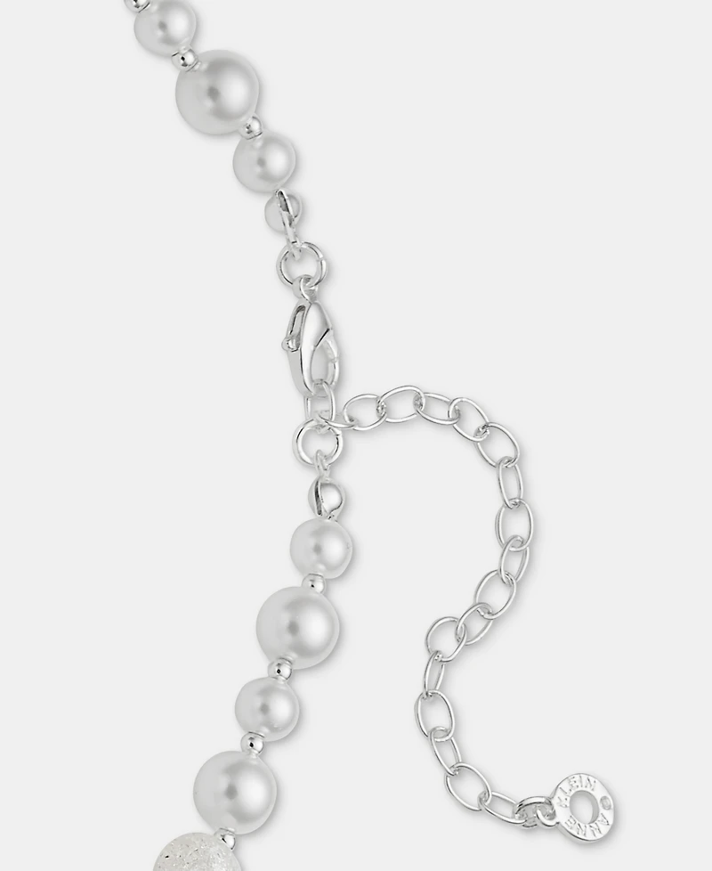 Anne Klein Silver-Tone Removable Glass Pearl Pendant Necklace