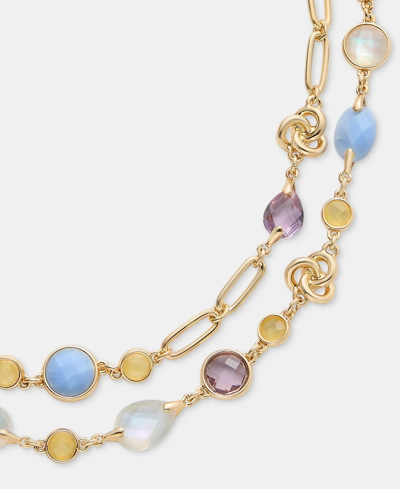 Anne Klein Gold-Tone Stone Knot Multi-Row Necklace