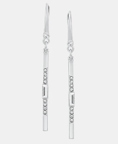 Dkny Silver-Tone Crystal Pave Bar Linear Earrings