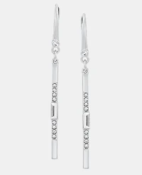 Dkny Silver-Tone Crystal Pave Bar Linear Earrings