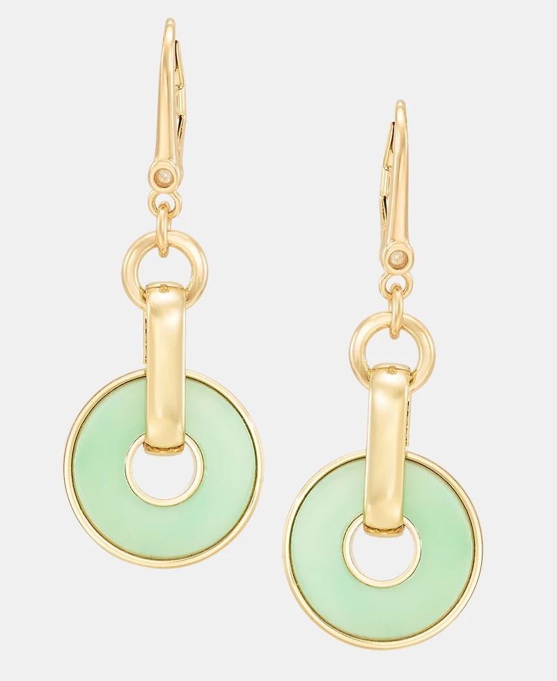 Dkny Gold-Tone Inlay Ring Double Drop Earrings
