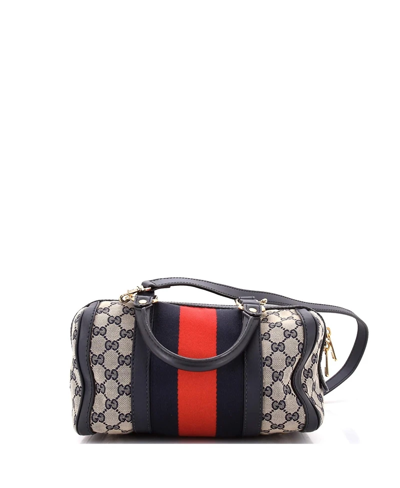 Pre-Owned Gucci Small Vintage Web Boston Bag Gg Canvas