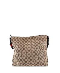 Pre-Owned Gucci Medium Front Pocket Web Messenger Gg Canvas