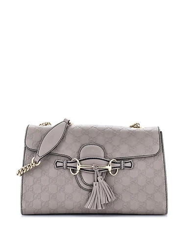 Pre-Owned Gucci Medium Emily Chain Flap Bag Guccissima Leather