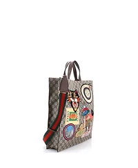 Pre-Owned Gucci North South Courrier Convertible Soft Open Tote Gg Coated Canvas with Applique