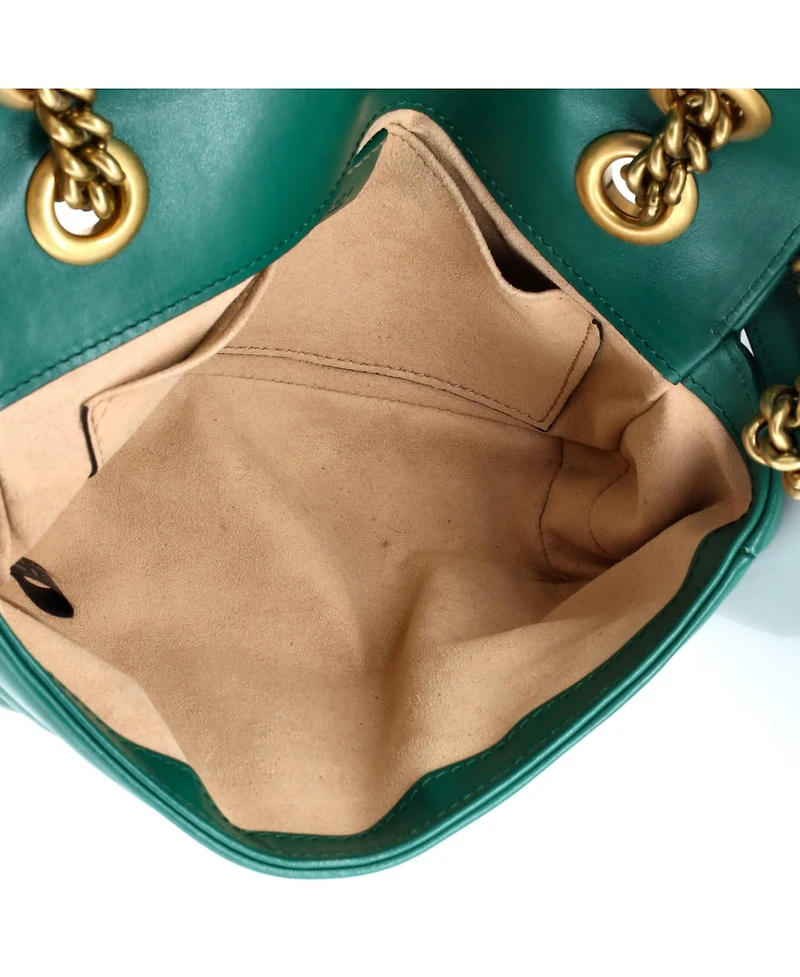 Pre-Owned Gucci Mini Gg Marmont Flap Bag Matelasse Leather