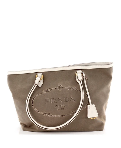 Pre-Owned Prada Medium Logo Open Tote Canvas