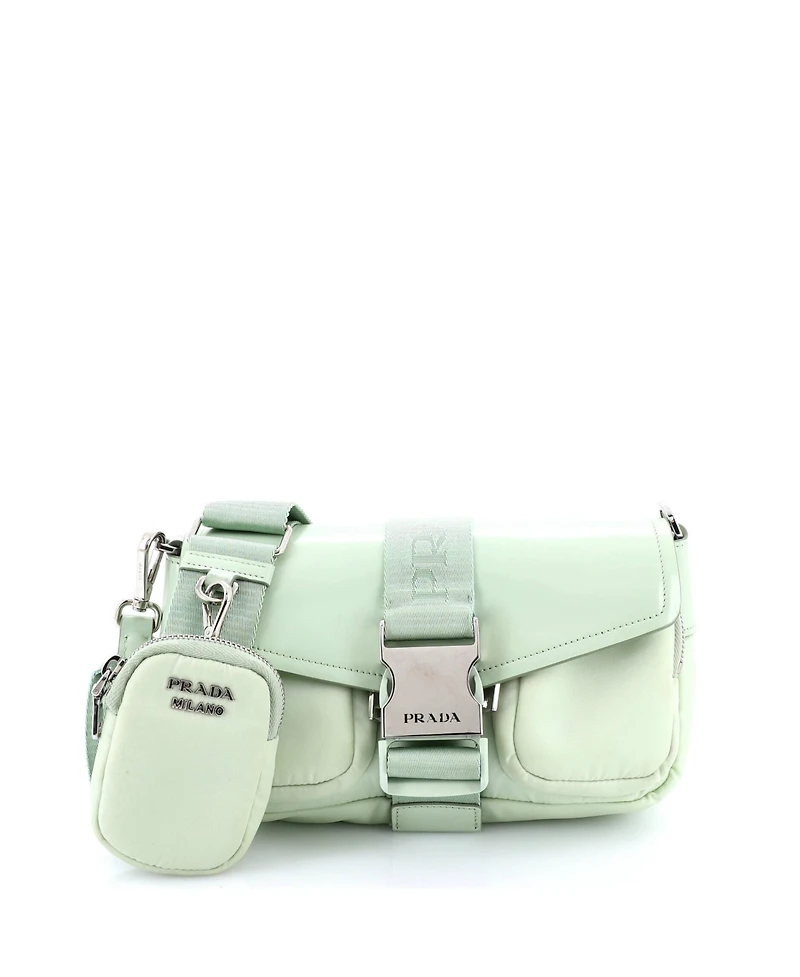 Pre-Owned Prada Buckle Pocket Crossbody Bag Spazzolato Leather and Tessuto