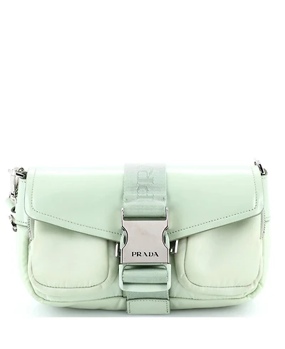 Pre-Owned Prada Buckle Pocket Crossbody Bag Spazzolato Leather and Tessuto