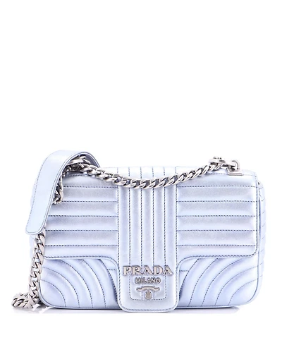 Pre-Owned Prada Medium Chain Flap Shoulder Bag Diagramme Quilted Leather
