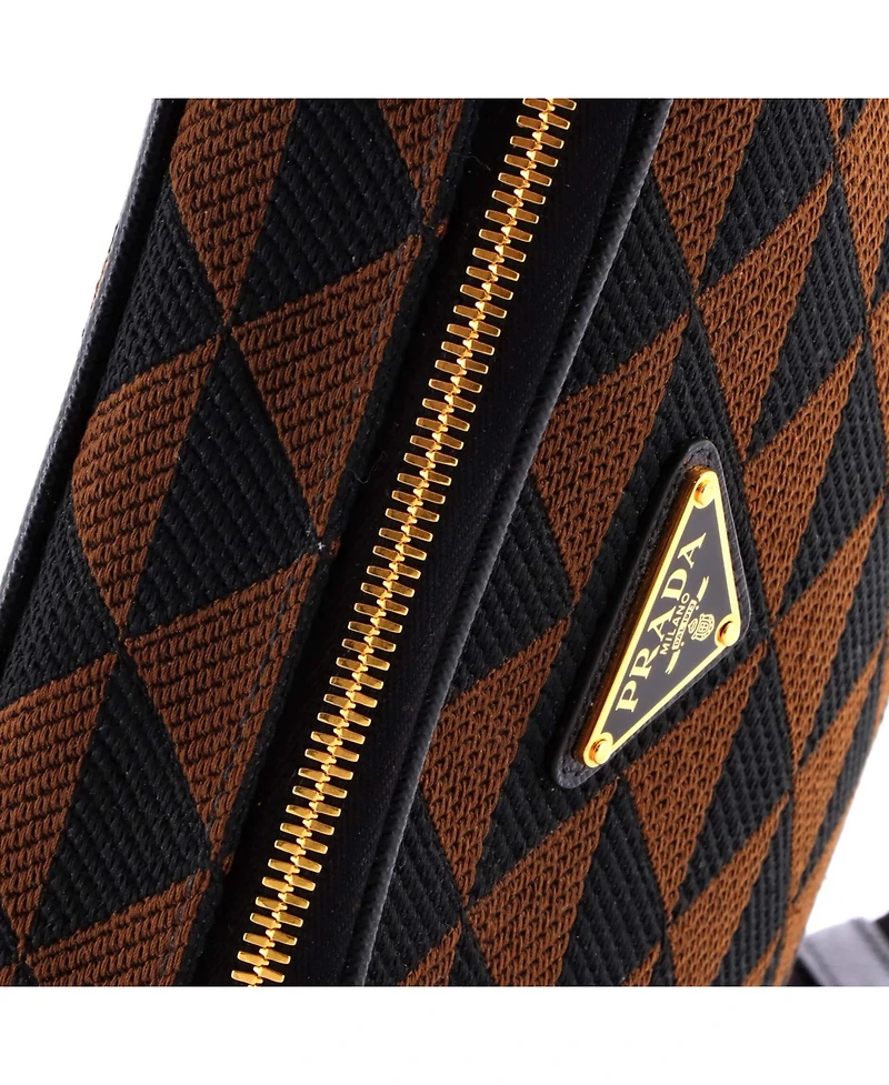 Pre-Owned Prada Symbole Zip Around Shoulder Bag Jacquard