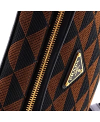 Pre-Owned Prada Symbole Zip Around Shoulder Bag Jacquard