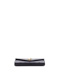 Pre-Owned Saint Laurent Large Classic Monogram Flap Wallet Matelasse Chevron Leather