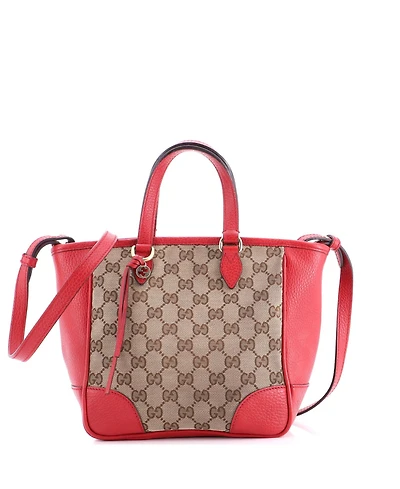 Pre-Owned Gucci Small Bree Convertible Tote Gg Canvas with Leather