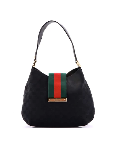 Pre-Owned Gucci Medium New Ladies Web Hobo Gg Canvas