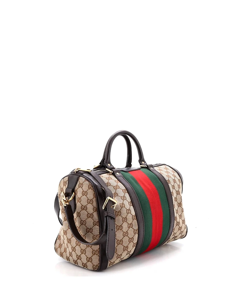 Pre-Owned Gucci Medium Vintage Web Boston Bag Gg Canvas