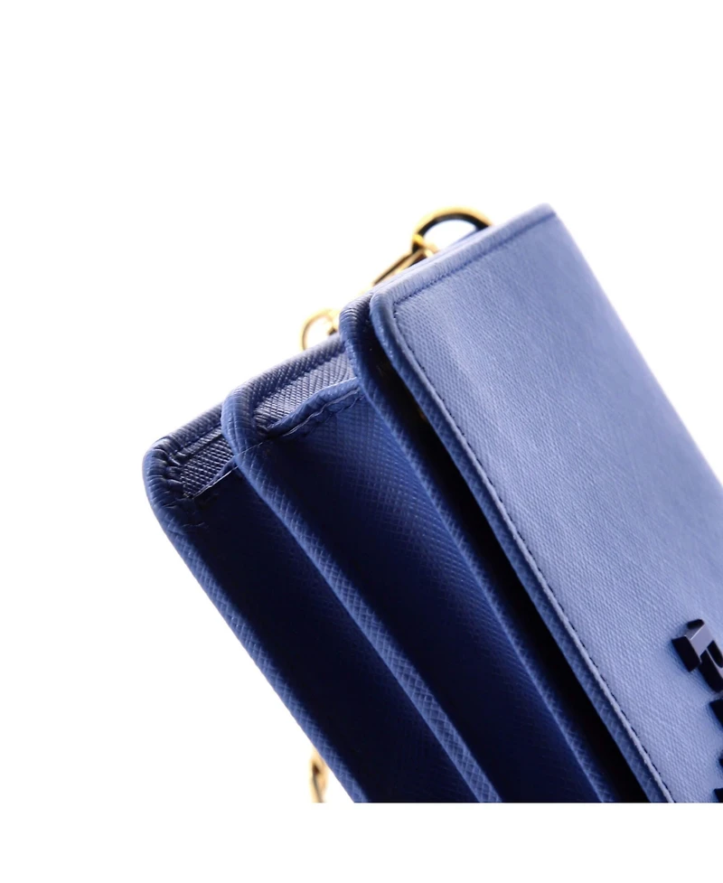 Pre-Owned Prada Mini Monochrome Wallet on Chain Saffiano Leather