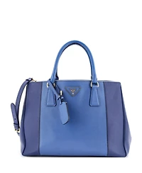 Pre-Owned Prada Medium Bicolor Double Zip Lux Tote Saffiano Leather