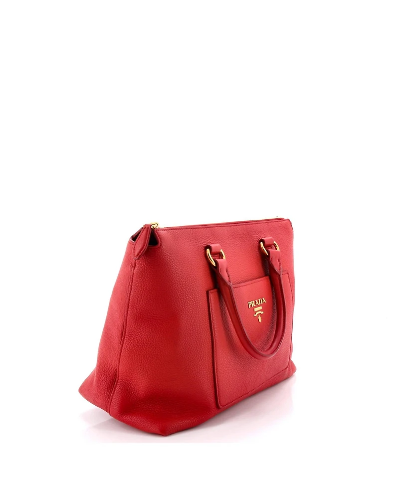 Pre-Owned Prada Medium Pocket Convertible Zip Satchel Vitello Daino