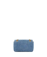 Pre-Owned Gucci Small Pearly Gg Marmont Flap Bag Matelasse Denim