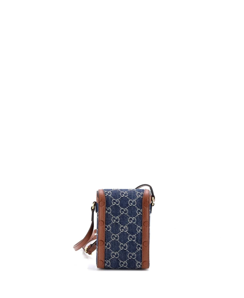 Pre-Owned Gucci Mini Horsebit 1955 Crossbody Bag Gg Denim