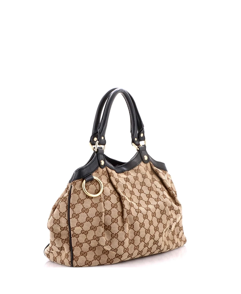 Pre-Owned Gucci Medium Sukey Tote Gg Canvas with Leather