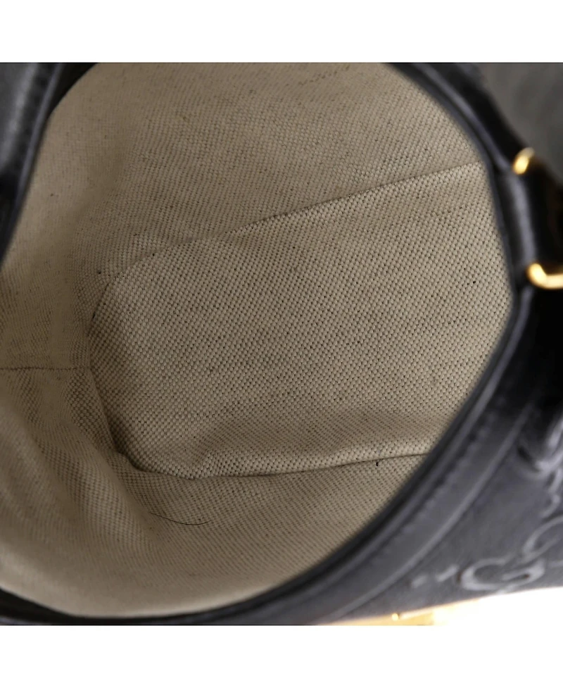 Pre-Owned Gucci Small Wonka Convertible Top Handle Bucket Bag Debossed Gg Leather