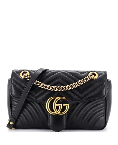 Pre-Owned Gucci Medium Gg Marmont Flap Bag Matelasse Leather