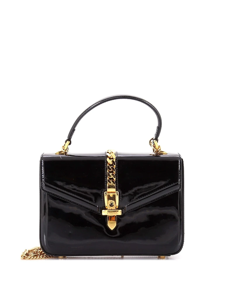 Pre-Owned Gucci Mini Sylvie 1969 Top Handle Bag Patent