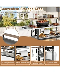 Sugift Outdoor Foldable Grill Table with Flip-Up Top and 2 Storage Shelves for Backyard Garden