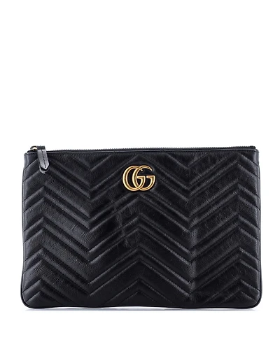 Pre-Owned Gucci Gg Marmont Clutch Matelasse Leather