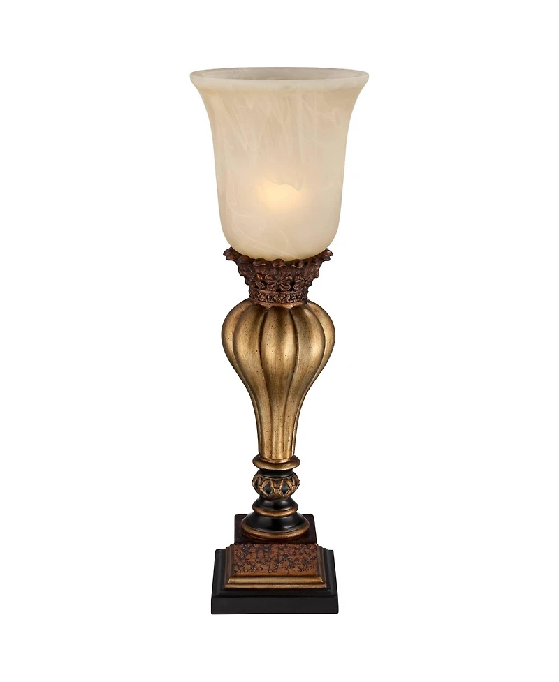 Regency Hill Traditional Uplight Accent Table Lamps 23 1/4" High Set of 2 Light Gold Alabaster Glass Shade for Living Room Bedroom