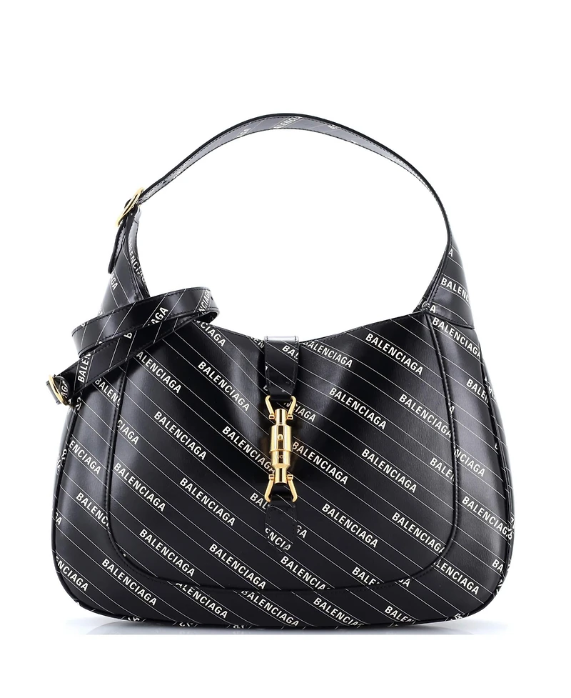 Pre-Owned Gucci Medium x Balenciaga The Hacker Project Jackie 1961 Hobo Printed Leather