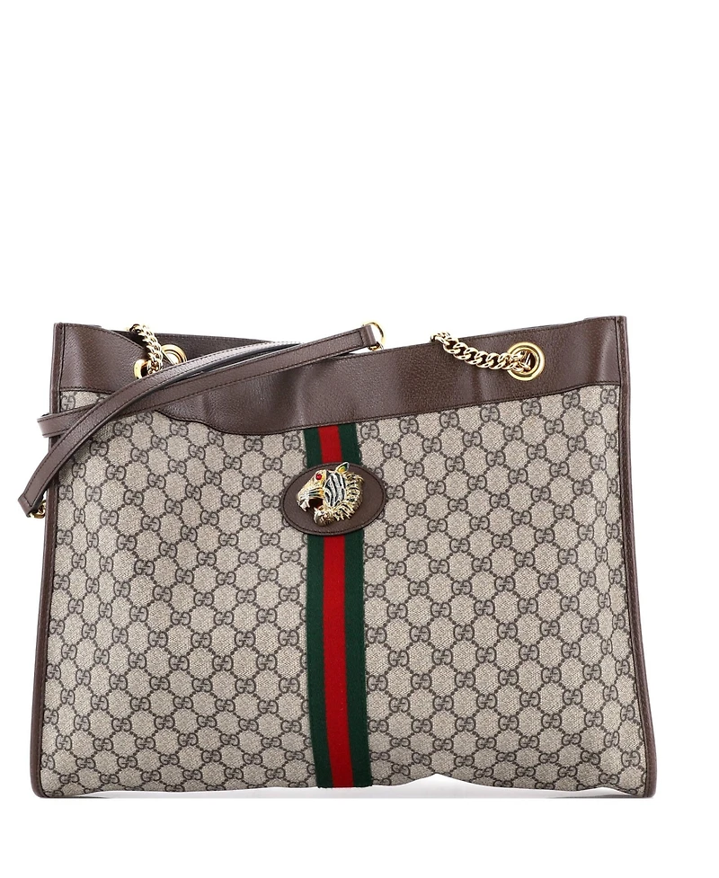 Pre-Owned Gucci Large Rajah Chain Tote Gg Coated Canvas