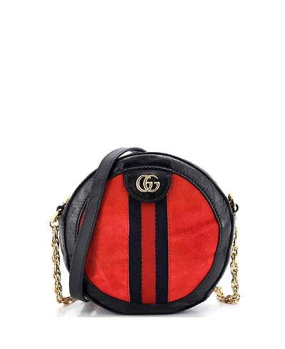 Pre-Owned Gucci Mini Ophidia Round Shoulder Bag Suede
