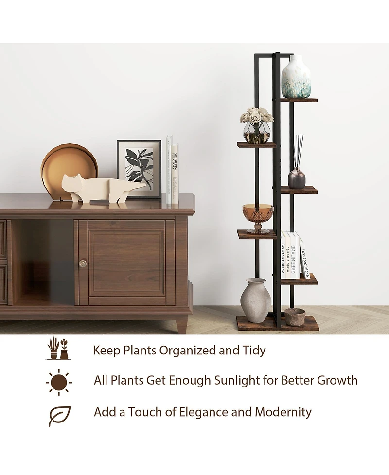 Sugift Three Piece Tall Wood Plant Stand Set with Multi Tier Design