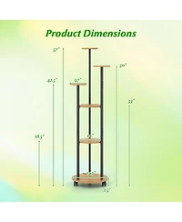 Sugift Six Tier Plant Stand with Rgb Light and Wheels for Indoor Use