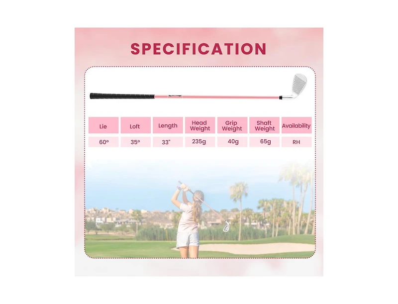 Hongge Junior 7 Iron for Kids with Fiberglass Shaft and Headcover