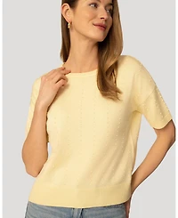 Cable & Gauge Women's Textured Short Sleeve Sweater